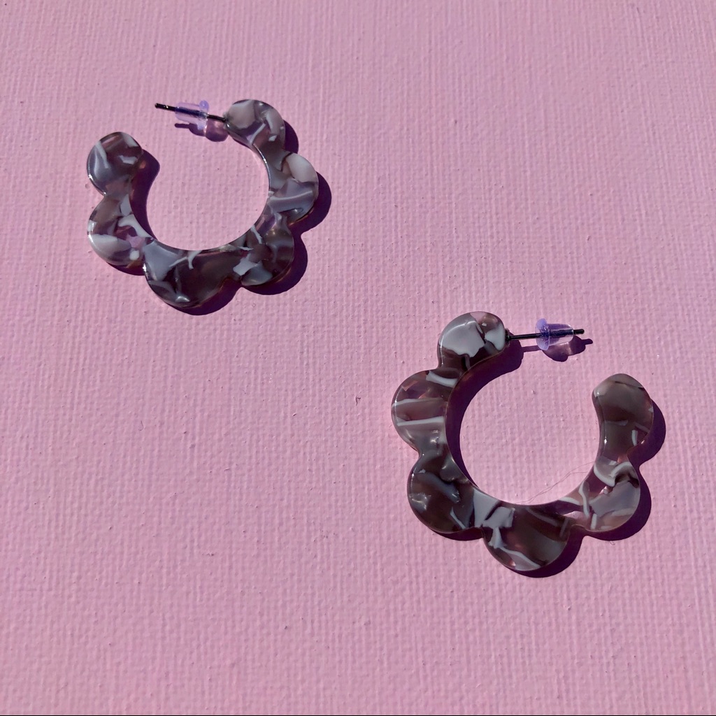 Ophelia Tortoise Floral Hoop Acrylic Earrings